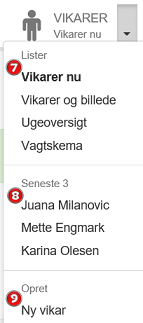 Illustration af vikarmenu fra topmenu